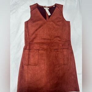 Max Studio Women's Sleeveless Faux Suede V-Neck Dress
